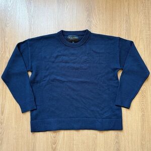 Lingua Franca NYC Sweater PBS Retro Logo Maxine Women’s Size Large Cashmere Navy